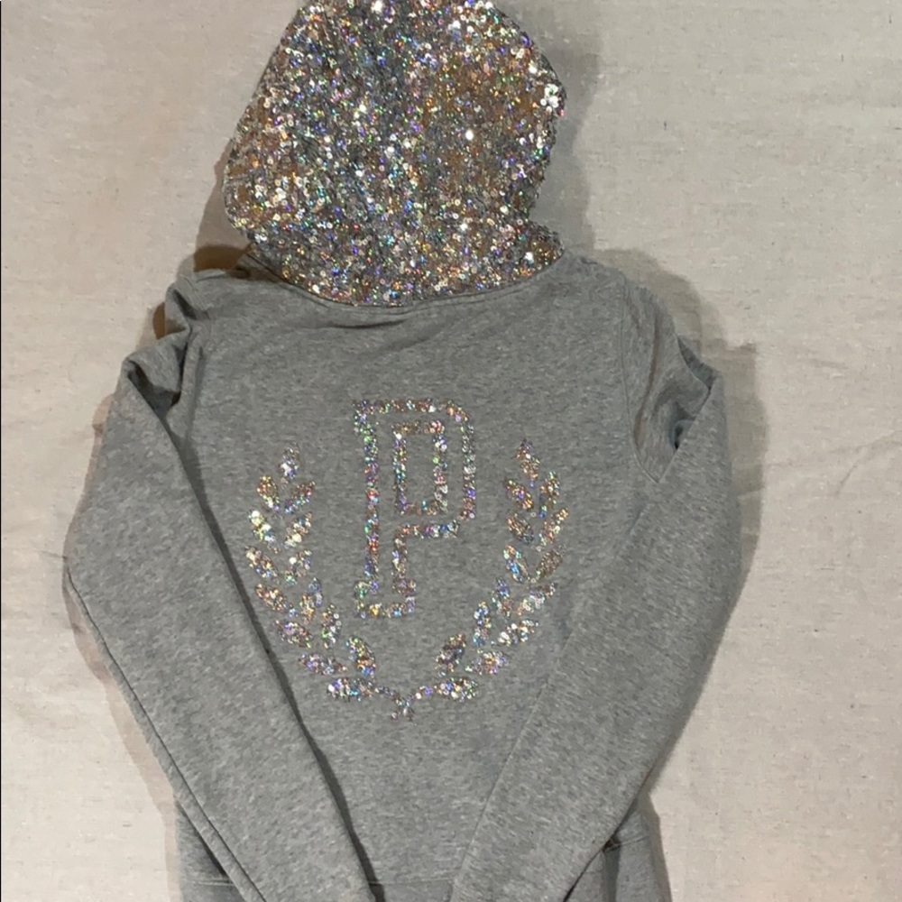 VS PINK Sequin Full Zip Hooded Sweatshirt
